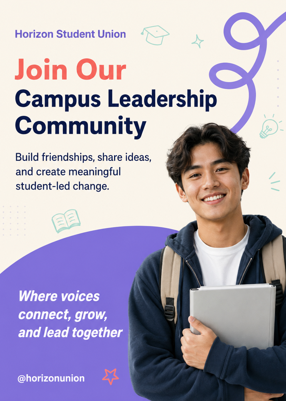 Yellow Cream and Teal Playful Modern College Student Association Instagram Post — A Canva template pack for creating Instagram posts for a college student association, featuring a playful modern design